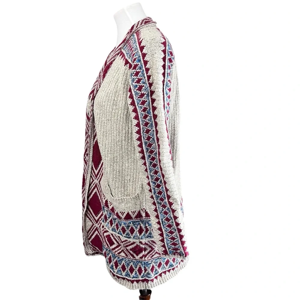 Lucky Brand Aztec Southwestern Cardigan Women’s Small Boho Open Front